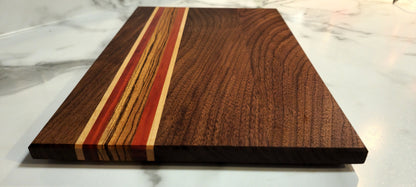 Walnut, Zebrawood, Redheart & Maple Cutting Board