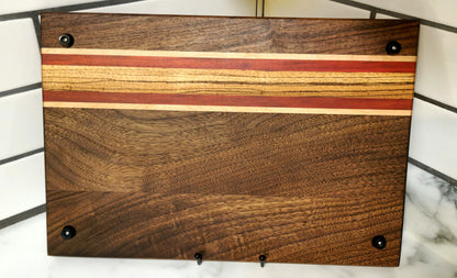 Walnut, Zebrawood, Redheart & Maple Cutting Board