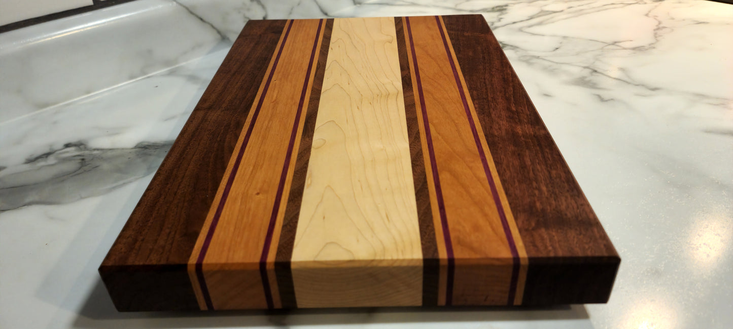 Maple, Walnut, Cherry & Purpleheart Cutting Board