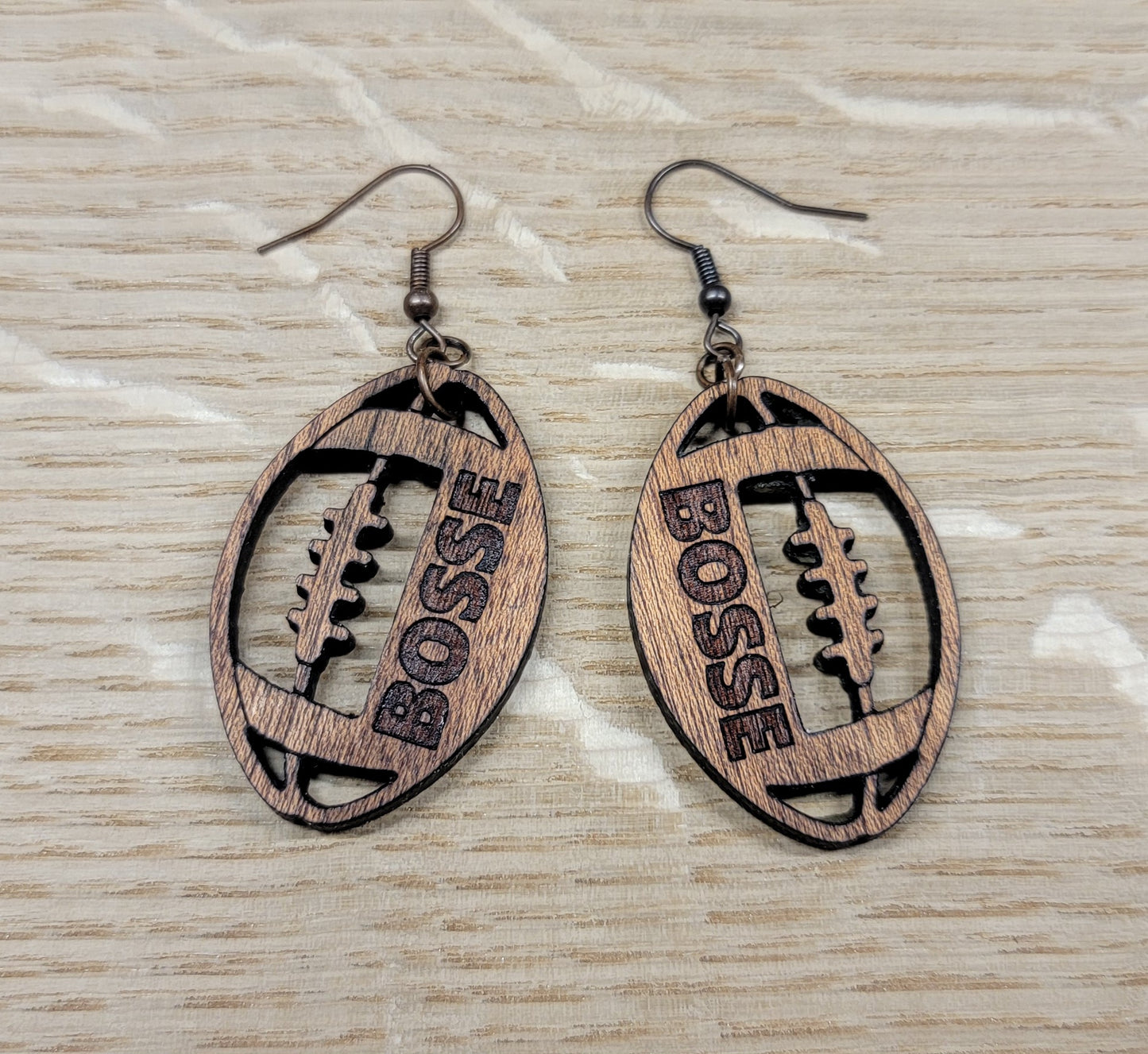 Hardwood Football Earrings