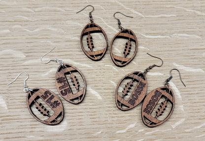 Hardwood Football Earrings